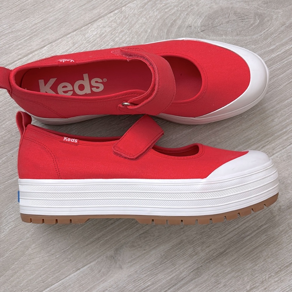 Keds Platform Mary Jane Red Canvas Sneakers size 8 - Picture 7 of 12